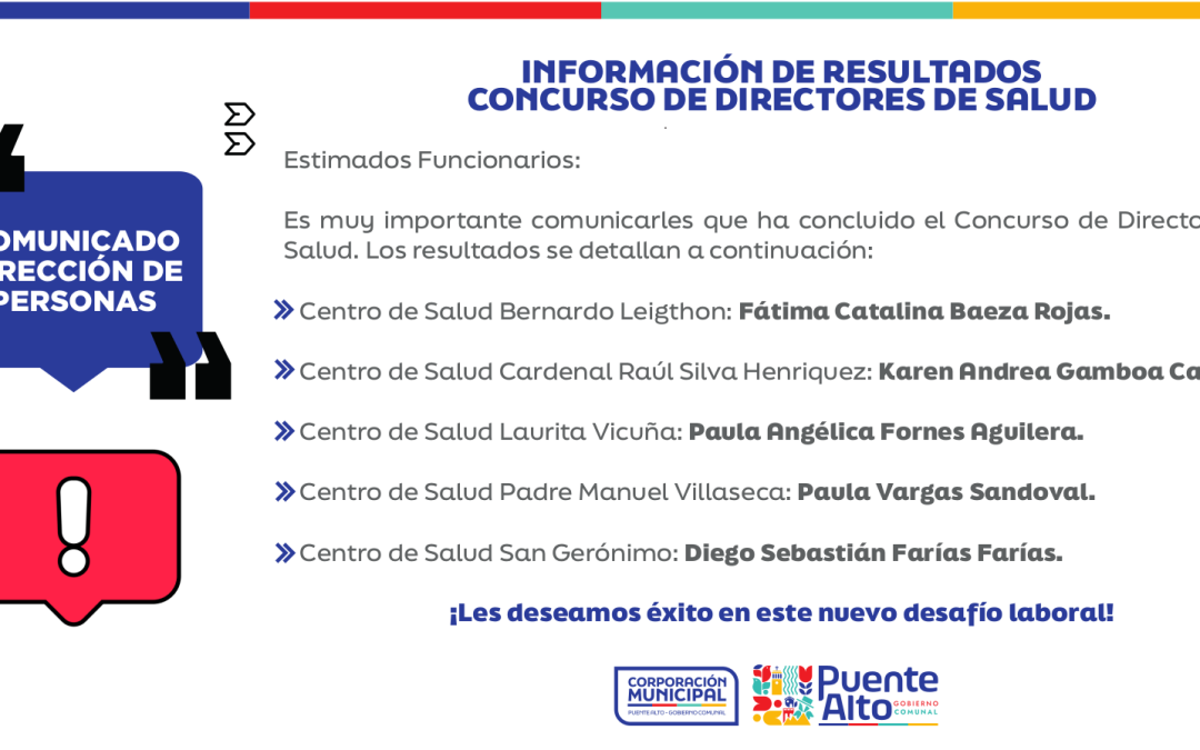Se Designan Nuevos Directores para Cinco Centros de Salud de la Comuna