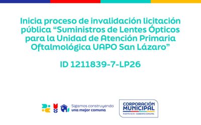 Inicia proceso de invalidación licitación pública “Suministros de Lentes Ópticos para la Unidad de Atención Primaria Oftalmológica UAPO San Lázaro” ID 1211839-7-LP26